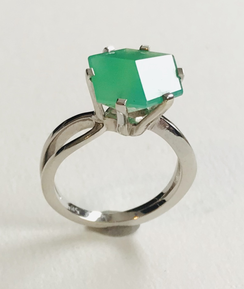 Chrysopras Damen Ring 585 WG
